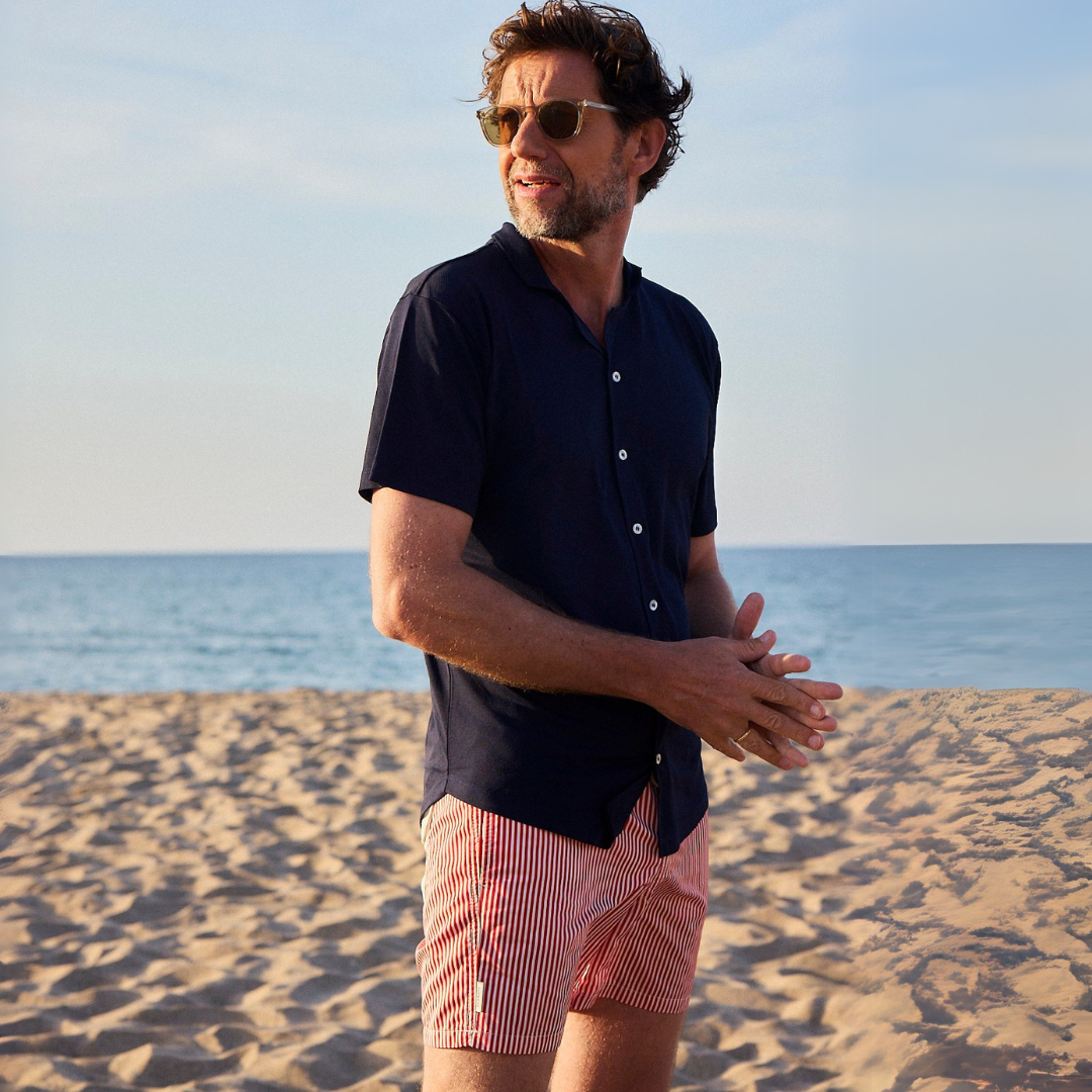 Men UV Swim Short Venice - red stripes