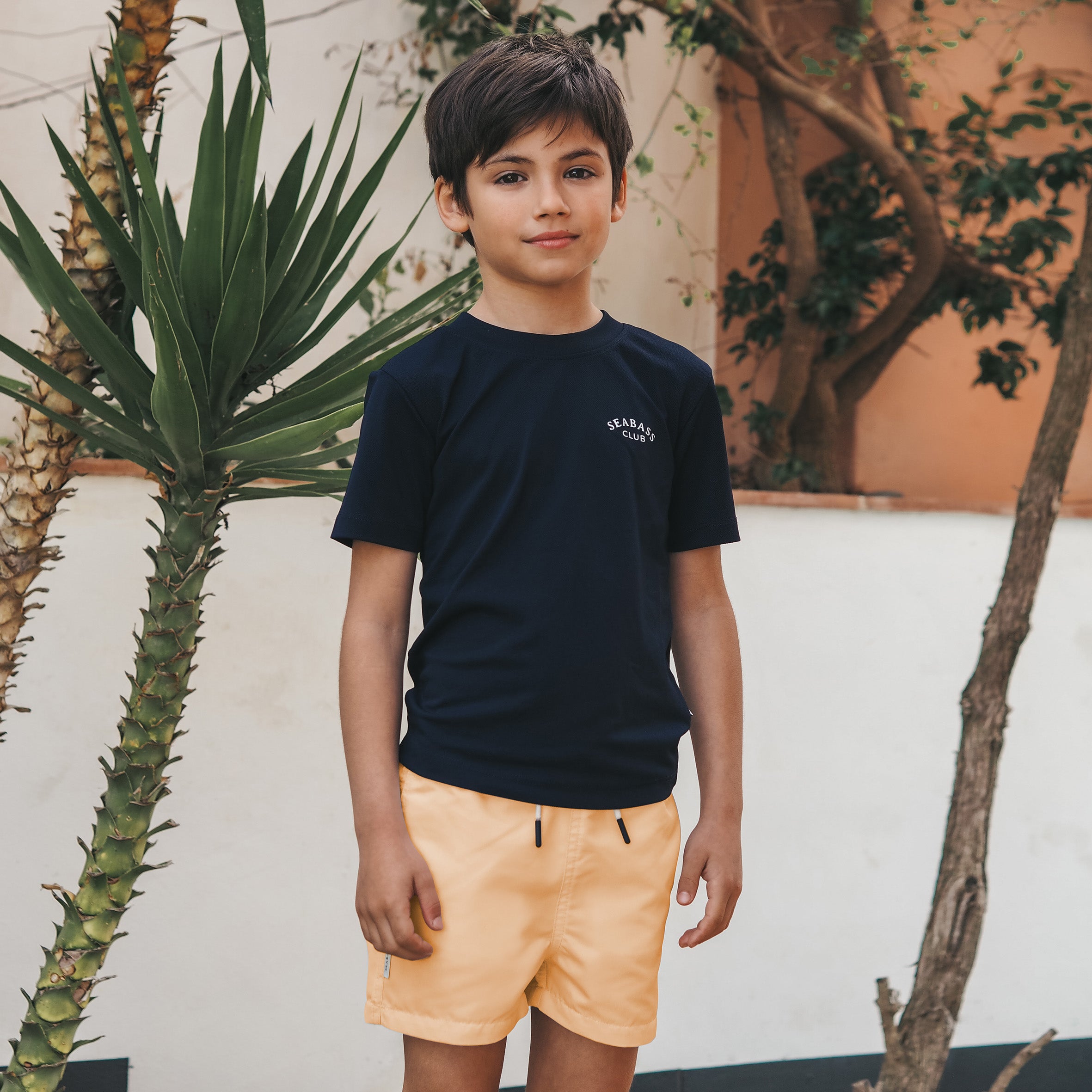 UV Swim Set - Short Fresh Cantaloupe and T-Shirt Navy